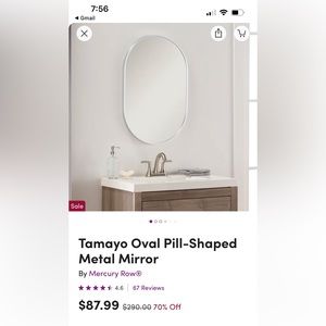 20 x 30” silver mirror